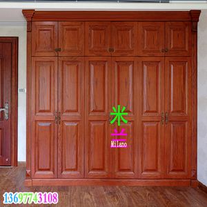 包邮欧式实木衣柜罗马柱封边线条高端原木定制美国白蜡红橡衣帽