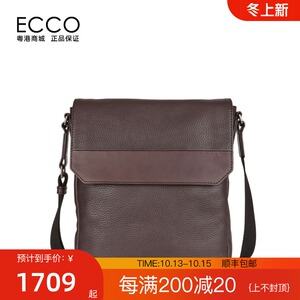 ecco爱步斜挎包商务简约实用宽带单肩包男士包包 苏尼9105586现货