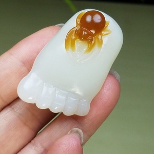 纯天然新疆和田玉且末料糖白玉知足常乐玉坠挂件男女款带证书