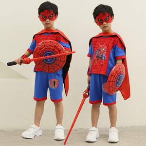 六一儿童节表演出服蜘蛛侠套装幼儿园cospla角色扮演夏季纯棉衣服