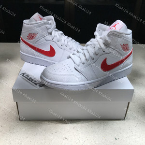 khaki24 air jordan 1 mid aj1 白红日本限定男女中帮 bq6472-106