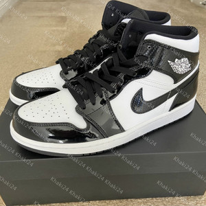 khaki24 air jordan 1 mid aj1 黑白 熊猫 漆皮全明星 dd1649-001