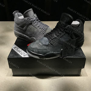 khaki24 jordan 4 aj4 kaws联名 纯黑 黑麂皮 翻毛皮 930155-001