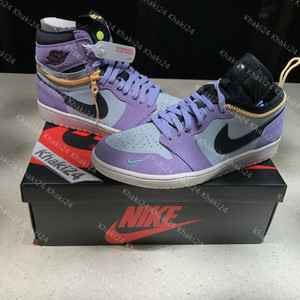 khaki24 air jordan 1 aj1紫罗兰拉链换帮潮流休闲球鞋cw6576-500