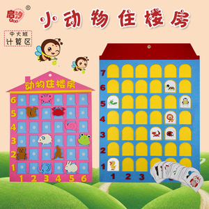 幼儿园自制数学区域区角玩具动物住房子益智玩教具材料中班大班