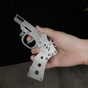 新款折叠不锈钢连发皮筋枪变形金属皮筋枪火柴枪发射橡男孩皮筋枪