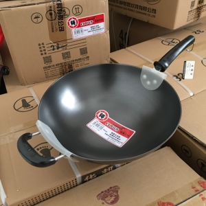 华邦铸铁锅老式铁锅家用炒锅无涂层不粘锅燃气灶圆底炒菜锅生铁锅