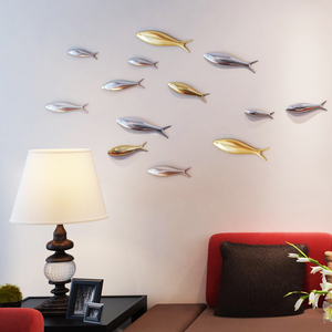 家居创意个性墙饰立体墙壁挂件客厅半边鱼壁饰背景墙面装饰品墙贴