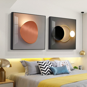 北欧温馨床头装饰画现代简约主卧卧室双联挂画酒店房间背景墙壁画