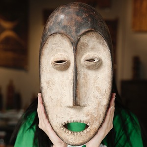 非洲木雕面具黑白人物简约个性墙壁挂饰手工雕刻酒吧餐厅装饰刚果