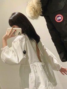 英国代购 COS 春夏新品系带A字露背白色棉质娃娃衫长袖衬衫上衣女
