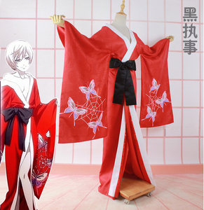 温泉漫漫一黑执事老爷亚洛斯托兰西蜘蛛cos红色浴衣和服拖地尾款