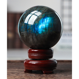 天然水晶球火彩月光石摆件拉长石球矿石原石宝石家居办公桌面装饰