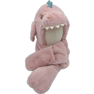 柔软可爱头套尾巴秋小恐龙1112-同款抖音潮小孩帽子围巾一体加绒