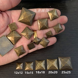 正方形手缝铆钉DIY手工材料青古铜色方块尖面平底亚克力服装辅料