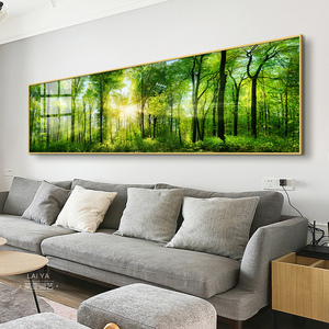 卧室床头装饰画绿色森林壁画客厅树木办公室风景挂画树林沙发墙画