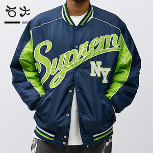 supreme 20fw contrast script varsity 棒球服夹克棉服外套男 女