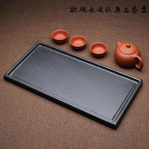 歙砚天然水波纹原石茶台中式茶盘胜乌金石端砚易水砚简约家用茶具