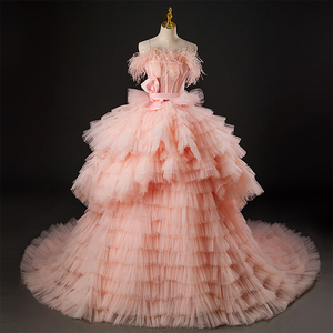 粉色吊带公主裙森系轻奢仙气宴会晚礼服裙女高级感旅拍摄影轻婚纱
