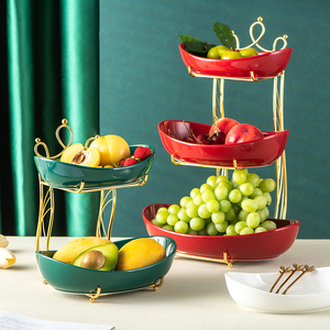 北欧水果盘架子轻奢简约现代家用茶几多层收纳铁艺干果零食水果篮