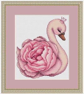 凉风dmc线十字绣套件客厅新款可爱动物dw3318粉色天鹅公主印花