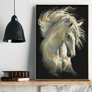 凉风dmc十字绣客厅新款 dw2277 一匹马 黑布