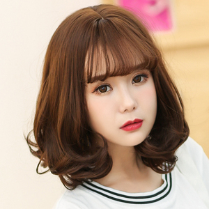 黛秀假发女短发网红流行空气刘海自然逼真卷梨花头锁骨短卷发发型