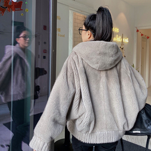 貂皮大衣女整貂连帽短款