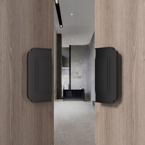 高档酒店实木大门拉手胡桃木色玻璃门把手红色简约原木推拉门把手