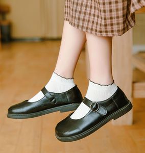 单鞋袜子女夏季薄款夏天搭配小皮鞋jk木耳花边短袜竹纤维可爱日系