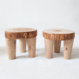 一物一拍小圆凳可爱换鞋凳原木迷你艺术小板凳儿童凳小木凳原生态