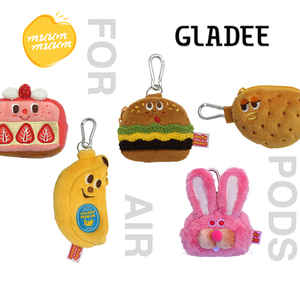 日本正版GLADEE粉红兔子鸡腿汉堡AirPods Pro通用毛绒耳机包保护套