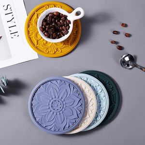复古花纹杯垫碗垫轻奢隔热垫高级感硅胶防烫菜垫新中式茶艺小餐垫