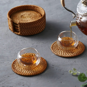 日式手工编织桌垫 越南原生态藤编杯垫隔热垫盘垫餐垫茶壶垫茶道