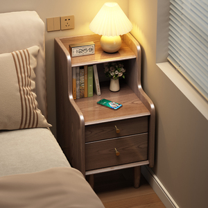 实木床头柜简约现代床边收纳柜卧室家用储物柜小户型夹缝置物柜子
