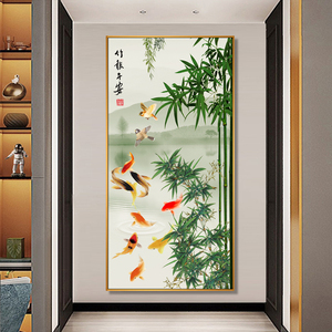 玄关装饰画进门竖版风景画走廊过道客厅壁画招财油画挂画镇宅0人付款