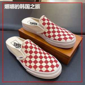 韩国代购VANS范斯slip-on经典红色棋盘格一脚蹬帆布鞋VN0004KTTLF