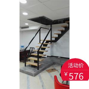 直梯直梁楼梯实木楼梯整体楼梯钢构钢木楼梯公寓护栏扶手复式错层