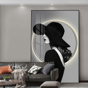 轻奢风玄关装饰画美女人物挂画高级感客厅落地画美容院背景墙壁画