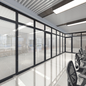重庆办公室玻璃隔断双层带百叶中空隔音钢化磨砂防火玻璃高隔断墙