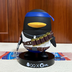 腾讯正版鹅厂企鹅qq联名手办 绝版魂斗罗比尔企鹅公仔 摆件 礼物