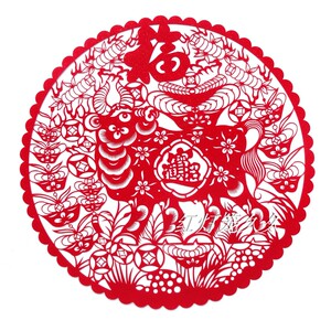 十二生肖福字剪纸窗花