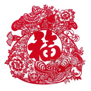 八方进宝植绒布剪纸窗花门福字钱袋福袋44cm乔迁客厅装饰画无背胶