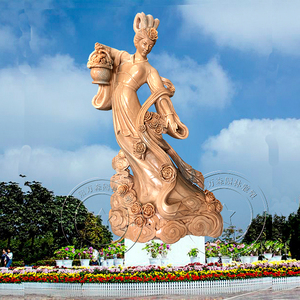 石雕牡丹仙子大型雕塑传统人物汉白玉荷花仙子散花古代仙女像花园