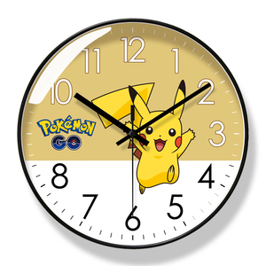 易普拉6762挂钟客厅钟表宠物小精灵家用皮卡丘静音自动对时电波钟