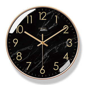 易普拉6278理石纹理挂钟客厅钟表时尚艺术时钟挂表静音扫秒石英钟