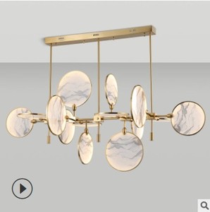 新中式创意设计师餐客厅吧台茶房禅意山水铁艺软装工程扇子吊灯