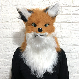 可张口狐狸面具动物头套 化妆舞会可爱头饰 万圣节日搞笑表演道具