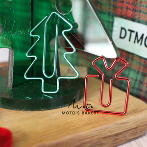 圣诞树/礼物造型回形针 卡通动物异形别针 手账文具回形针