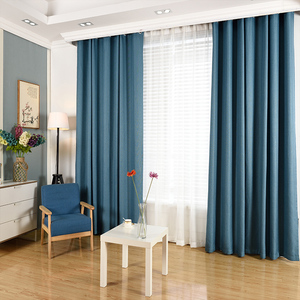 窗帘成品亚麻简约现代落地窗卧室客厅遮阳全遮光纯色北欧现代简约